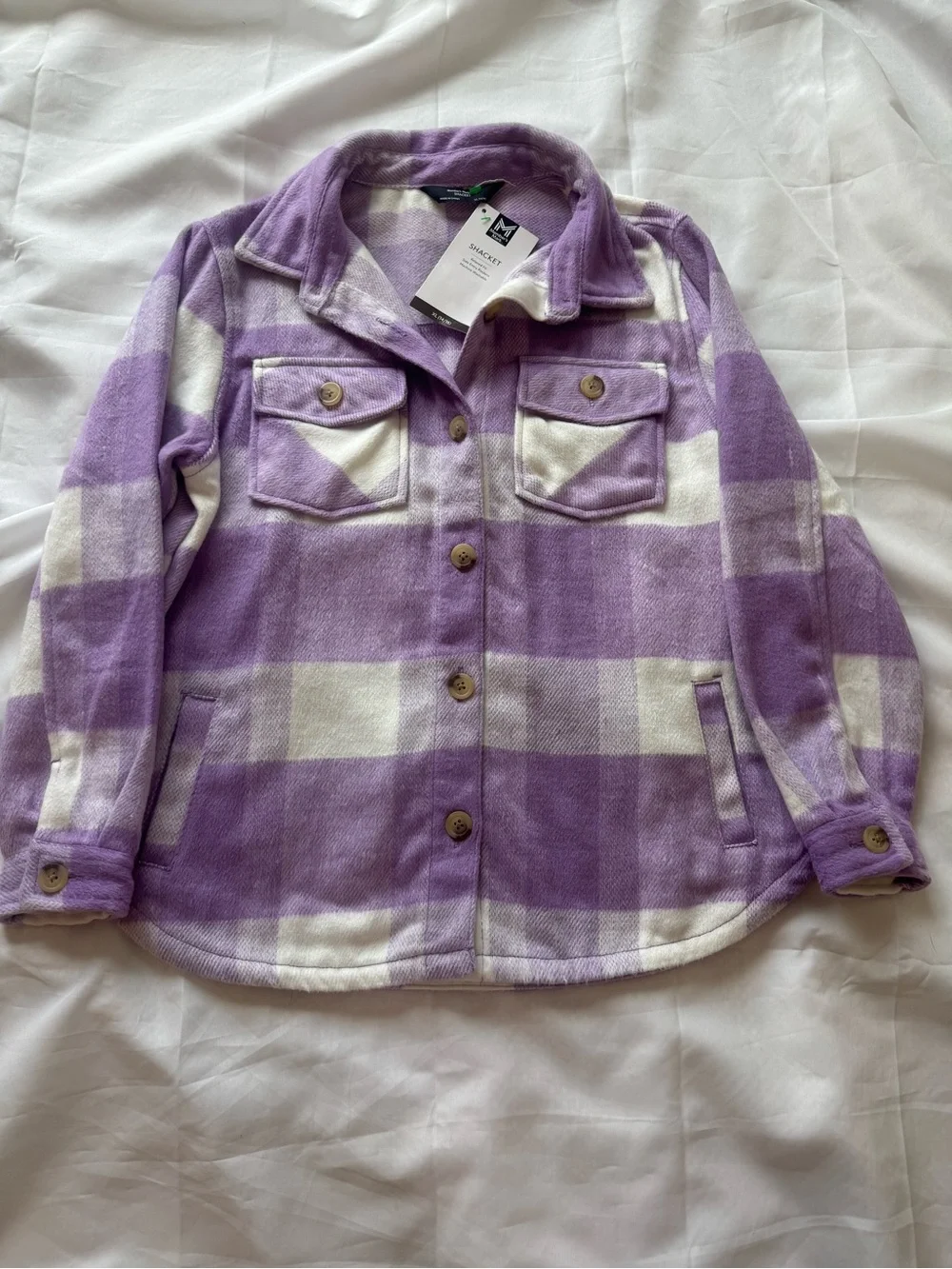 Purple Plaid Button-Up Shacket by Market & Spruce